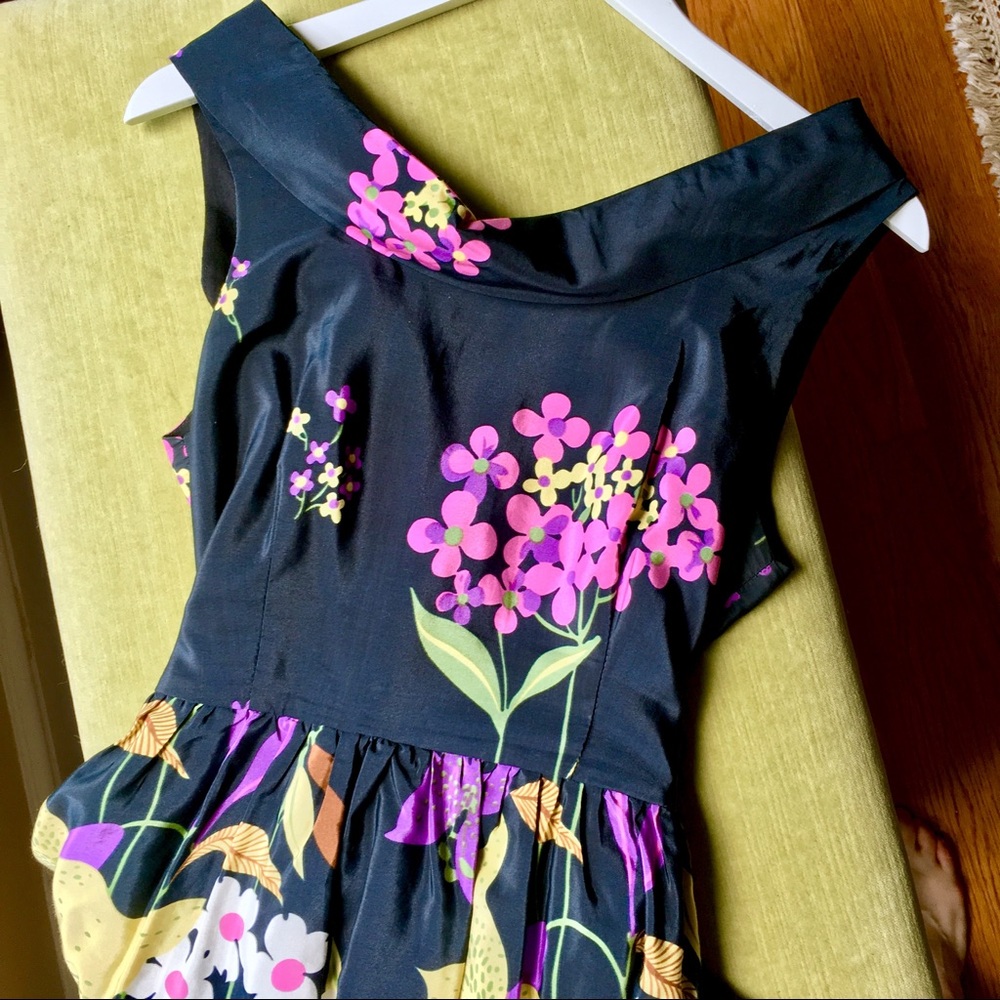 Corey Lynn Calter black and floral silk dress, 6